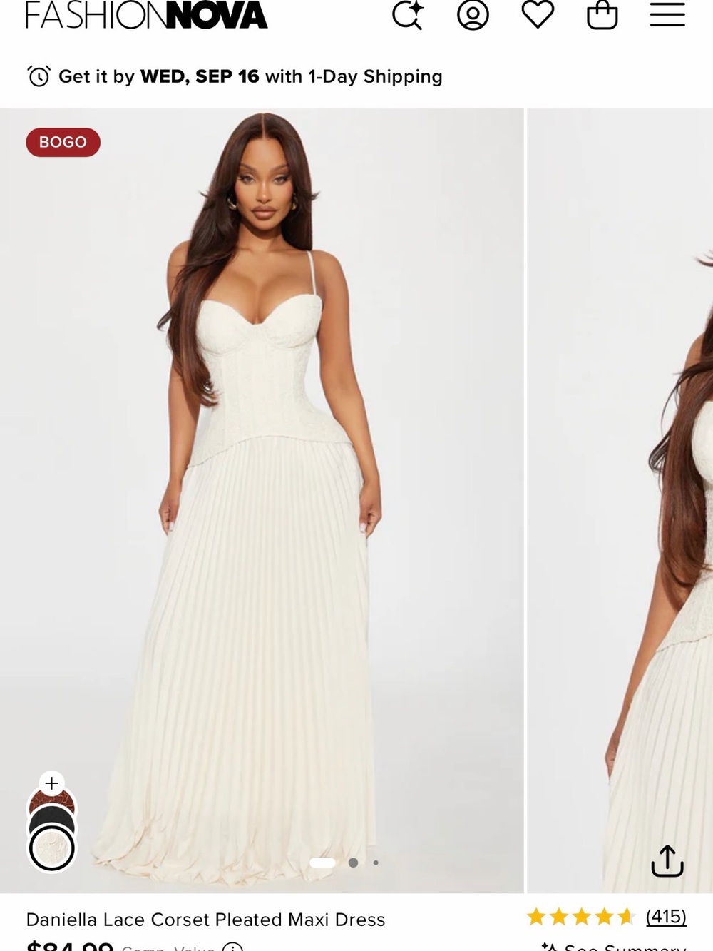 Fashion Nova Daniella Lace Corset Pleated Maxi Dress - Cream